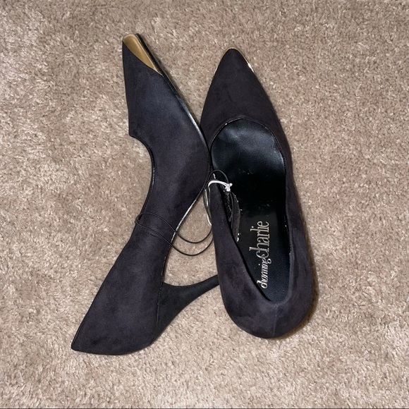 Charming Charlie's Pump Black Pumps With Gold Accents-Size 8 Suede - Picture 7 of 10